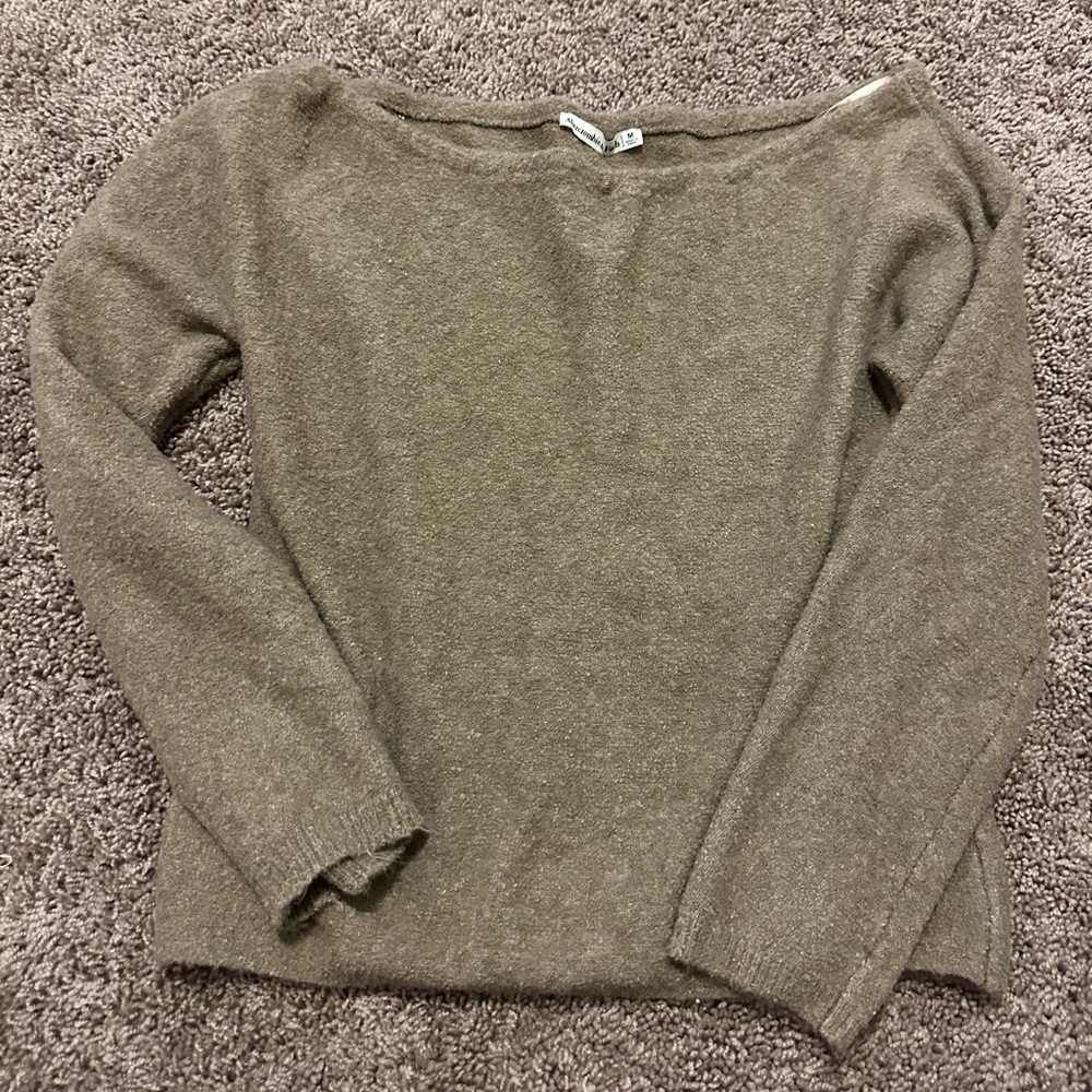 Abercrombie & Fitch Off-the-Shoulder Sweater in Taupe